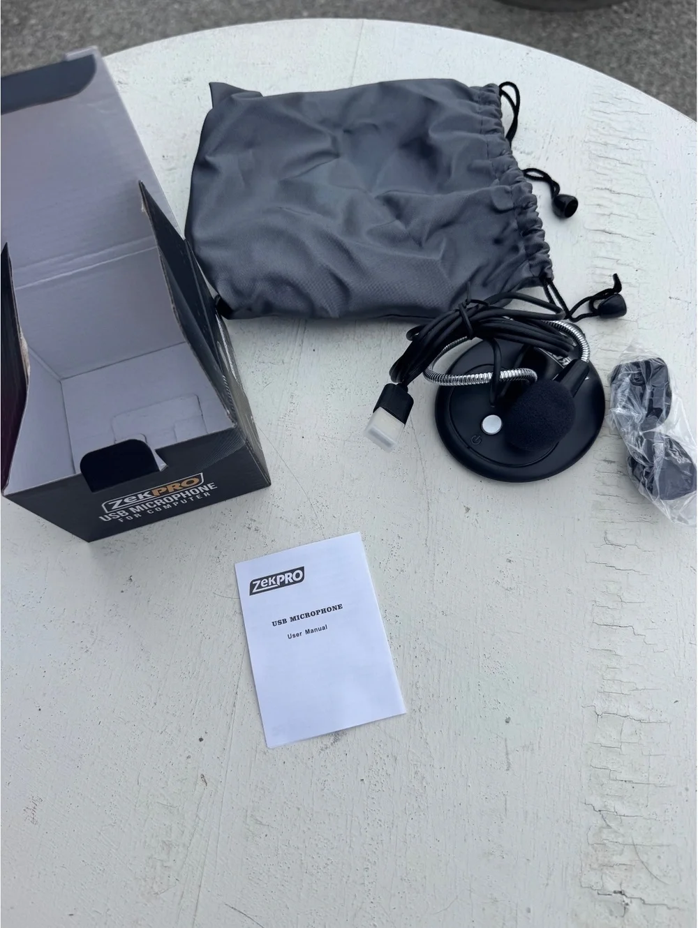 ZekPro USB Computer Microphone Gooseneck Desktop Mic w Box Bag Windscreens
